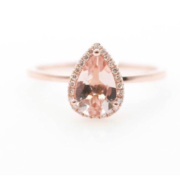 NEW 18K ROSE GOLD MORGANITE HALO RING - Picture 5 of 6